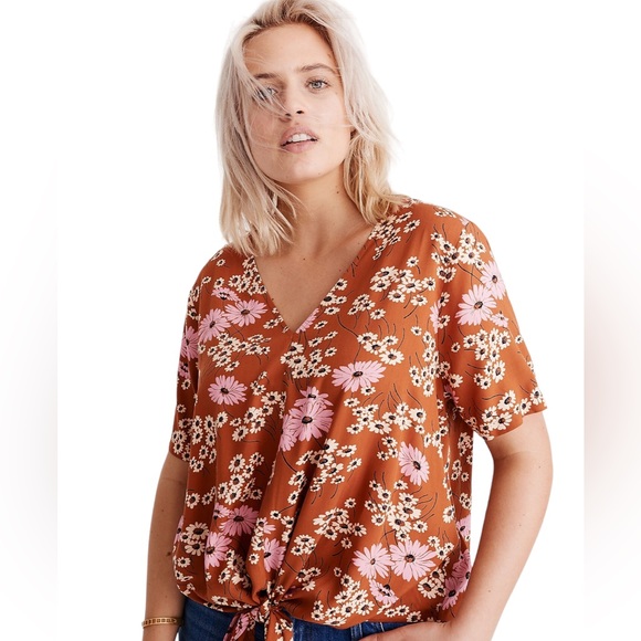 Madewell Novel Tie Front in Hillside Daisies Size Medium - Picture 3 of 17